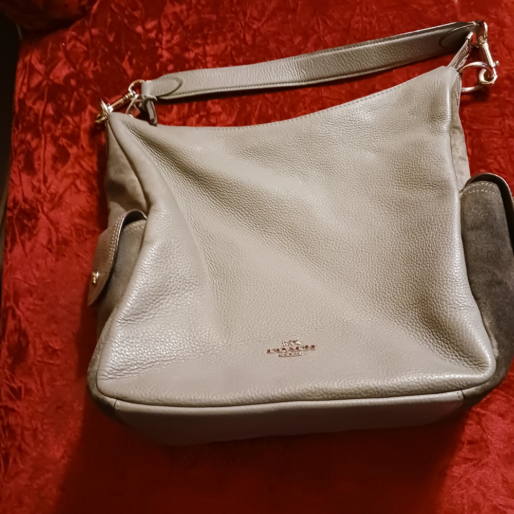 Coach Gray Leather Shoulder Bag